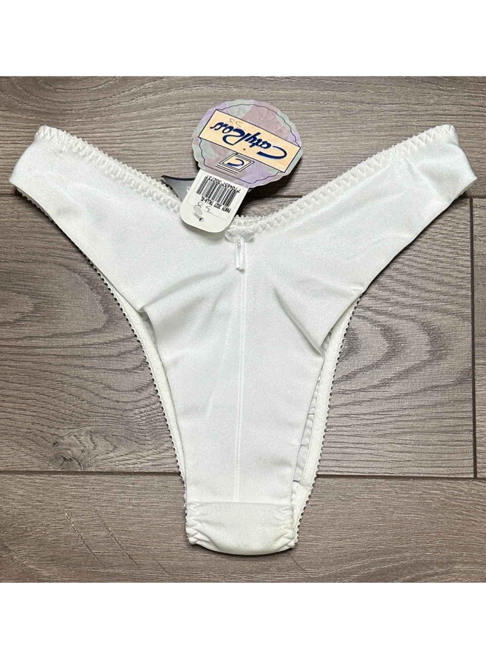 Caty Ross Intimates High Leg Nylon Stretch White‎ Bridal Panty Size Large